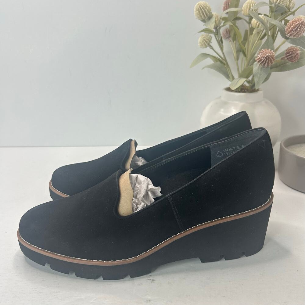 Vionic Willa Wedge Loafers Suede Slip On Black Women's 10 Wide Tried On